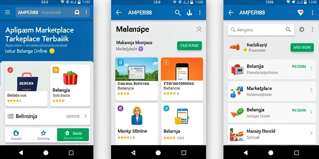 Tampilan antarmuka aplikasi AMPER88 yang user-friendly untuk Marketplace.