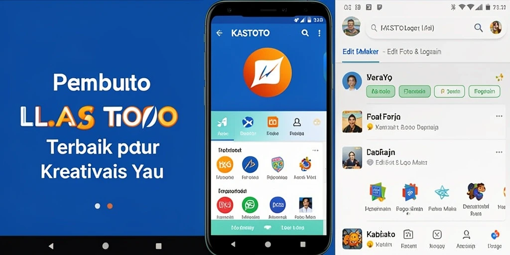 Tampilan antarmuka aplikasi KASTOTO untuk pembuatan logo yang menarik.