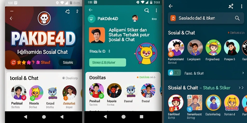 Antarmuka aplikasi PAKDE4D dengan berbagai stiker menarik.