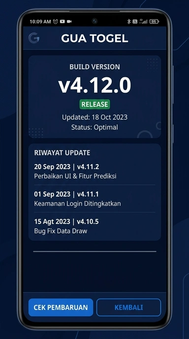 Tampilan riwayat versi guatogel